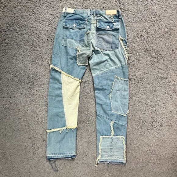 MNML Denim Patchwork Jeans - NWT - Baggy Patchwork Denim in Multi Blue Size 30 - Picture 5 of 9